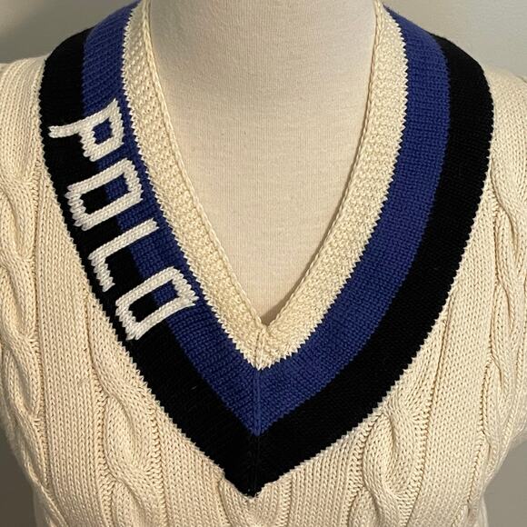 Polo Ralph Lauren Women’s 100% Cotton Knit Cricket Vest Size Medium - Picture 4 of 7